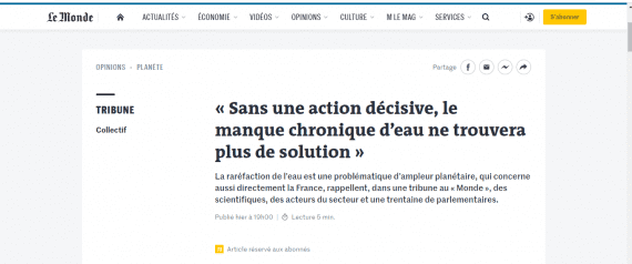 AGIR POUR L’EAU : D’UNE PRÉOCCUPATION D’UN JOUR A CELLE DE TOUS LES JOURS !